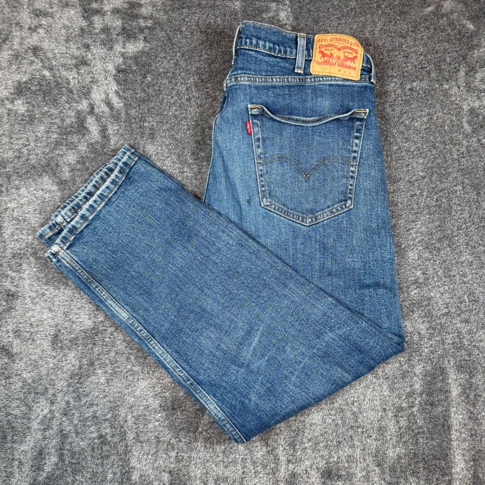 Levi's 505 Jeans Mens 38x30 Blue Regular Fit Straight Leg Distressed USA